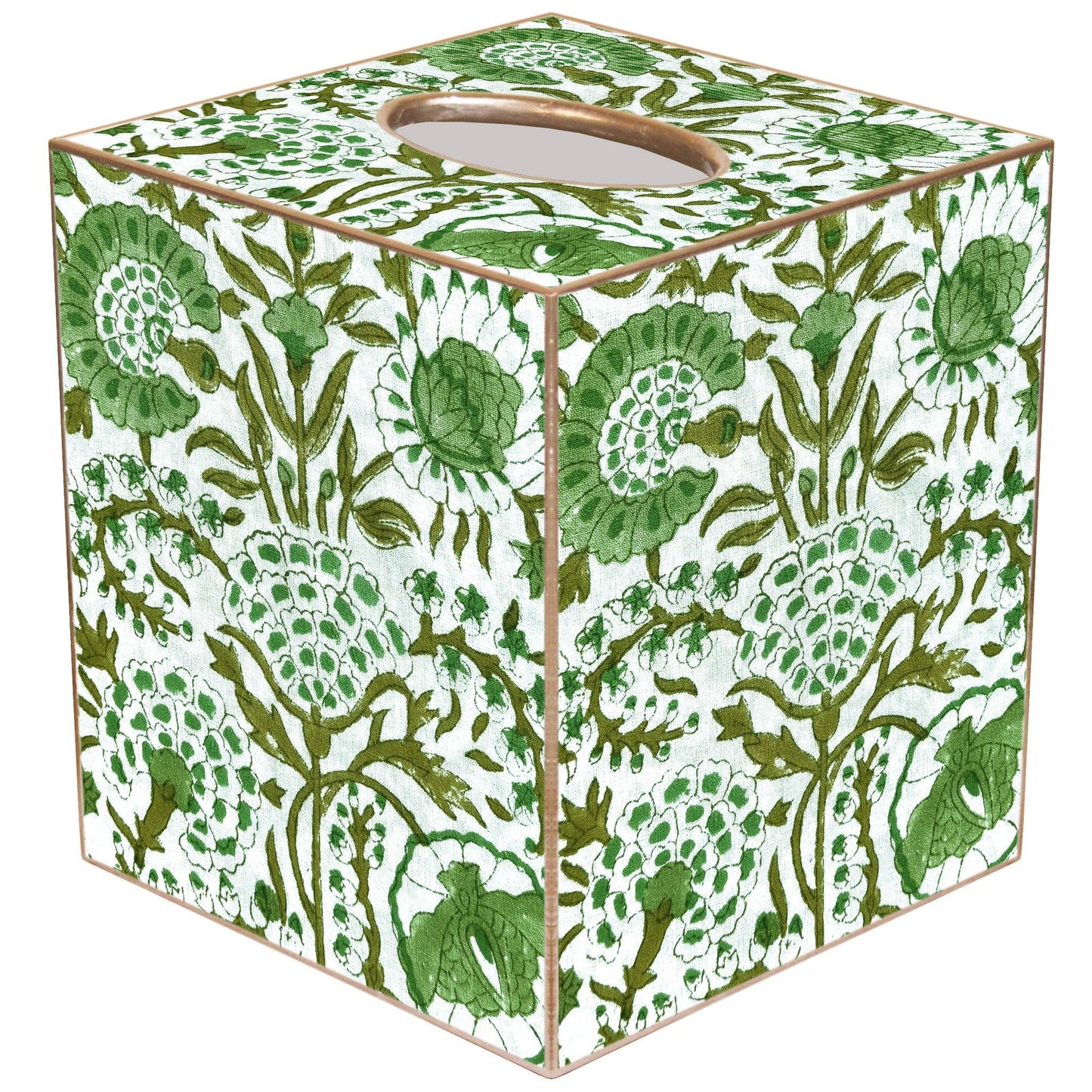 Green Floral Block Tissue Box Cover