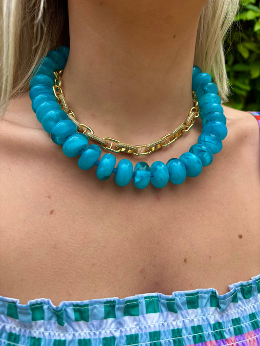 Bailey Chunky Beaded Necklace- Orange