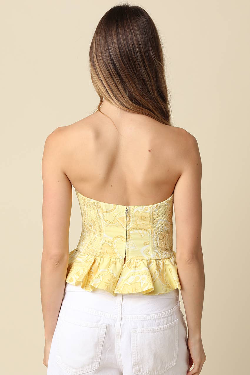 Piper Printed Peplum Tube Top-L