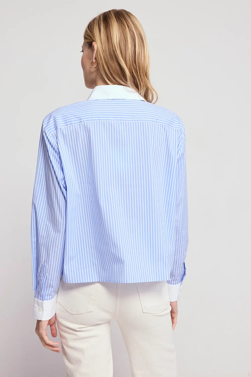 The LS Boxy Crop Blue Stripe