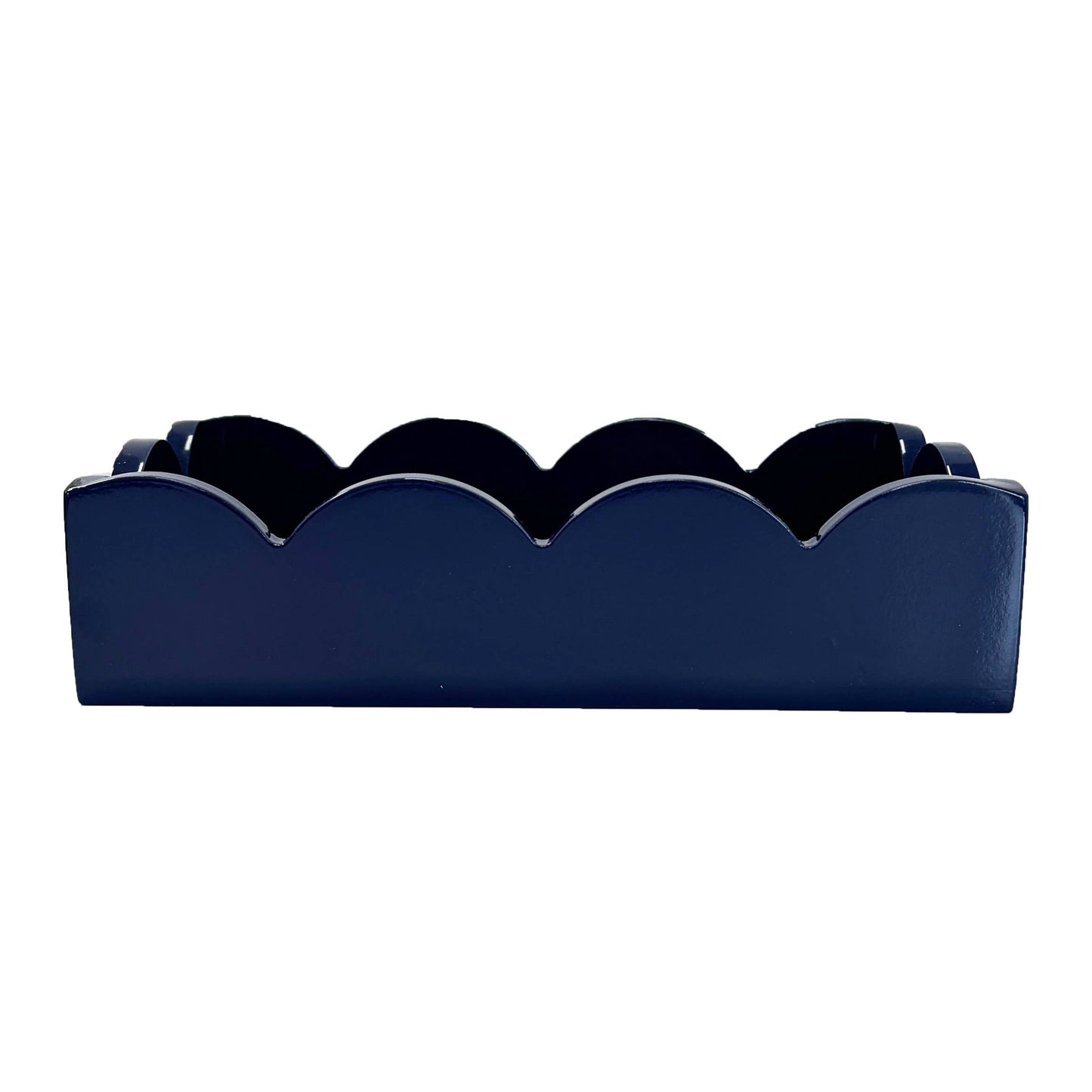 WH Lacquer Scalloped Guest Towel Holder | Navy Blue