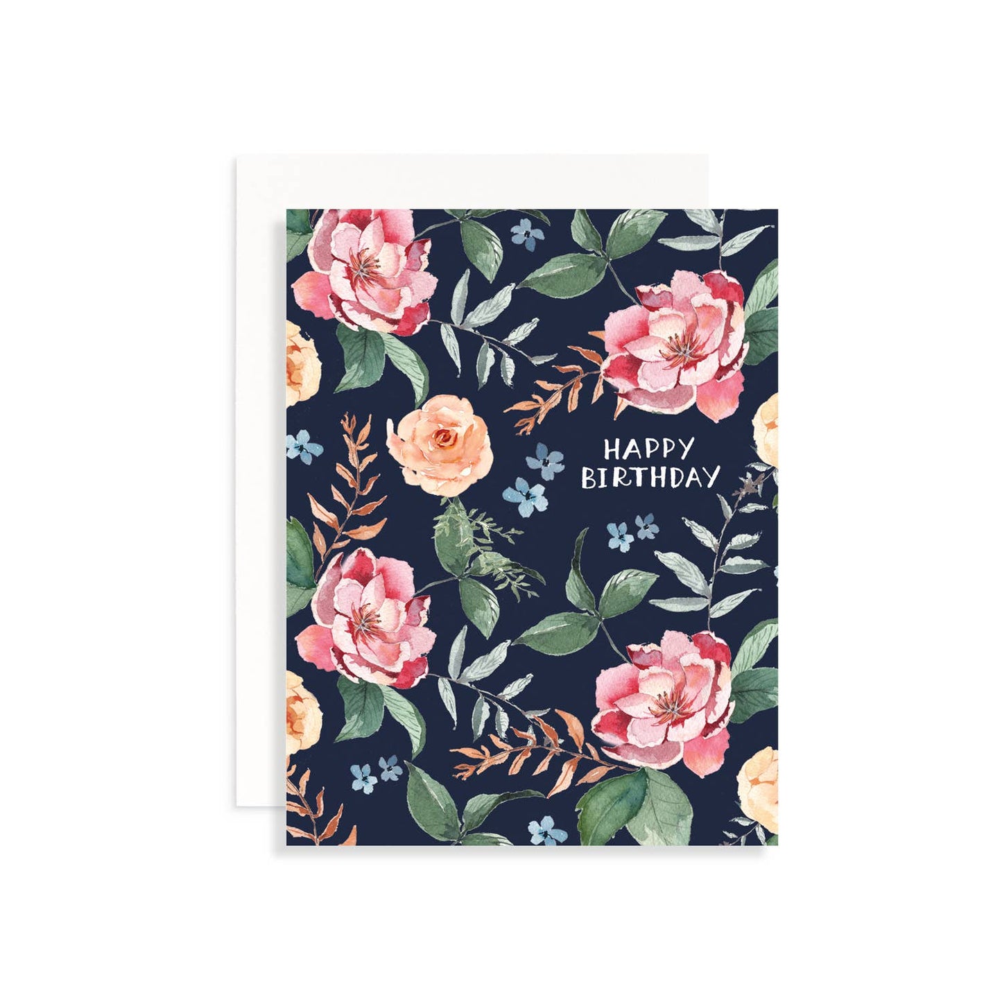 Indigo Floral Birthday Greeting Card