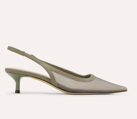 Delilah Kitten Heel in Taupe Mesh