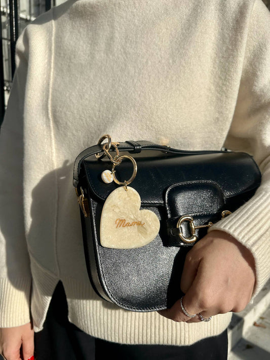Hand-painted Mama Heart Acetate Bag Charm + Keychain