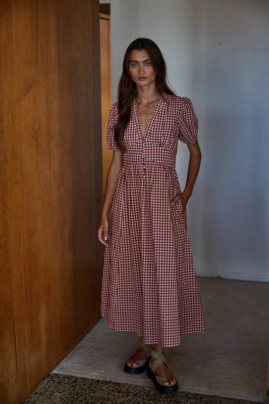 Gingham Button-Down Dress