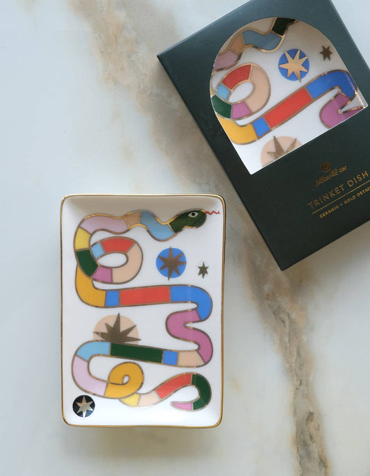 Rainbow Snake Porcelain Trinket Dish