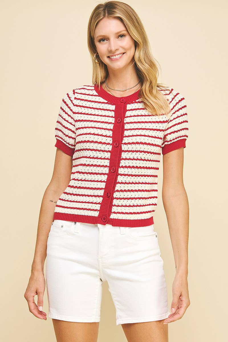 Stripe Button Down Sweater