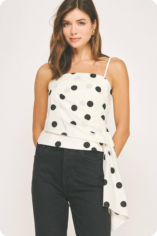 Draped Pleat Detail Polka Corset Tube Top