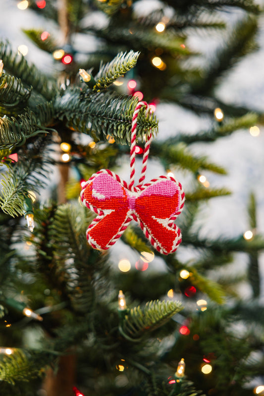 Needlepoint Icon Ornament - Bow
