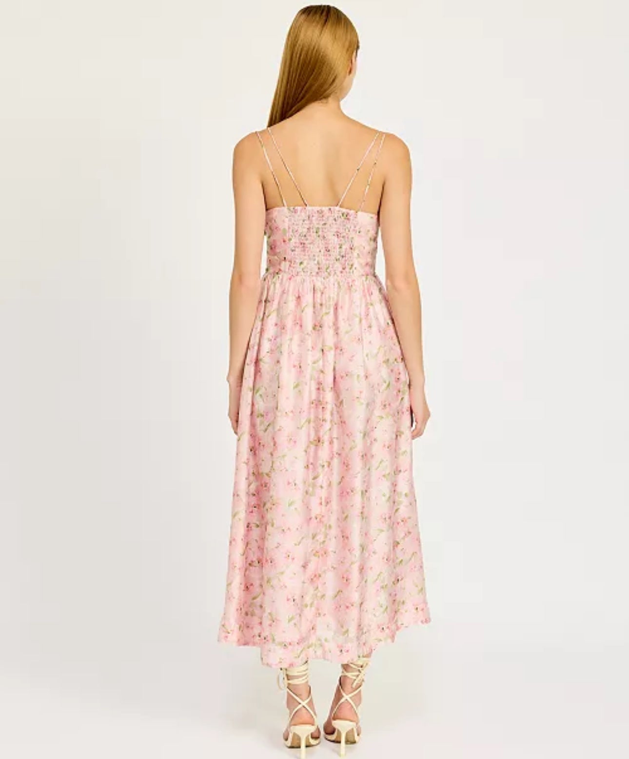 Pink floral Josette Midi Dress-L