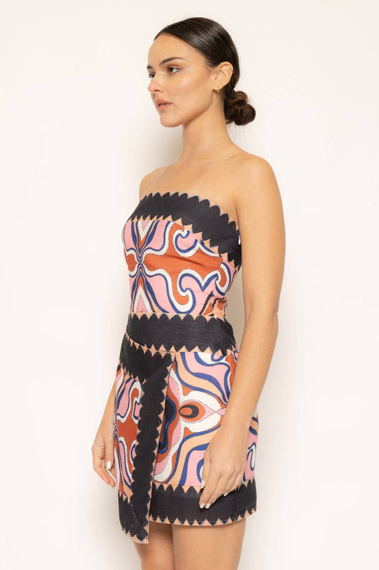 Black Multi Strapless Wrap Mini Dress