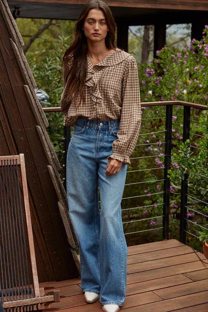Gingham Ruffled Blouse