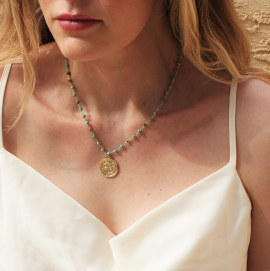 Taryn Turquoise Rosary Necklace