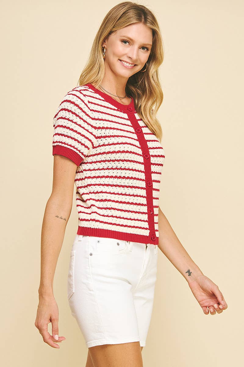 Stripe Button Down Sweater