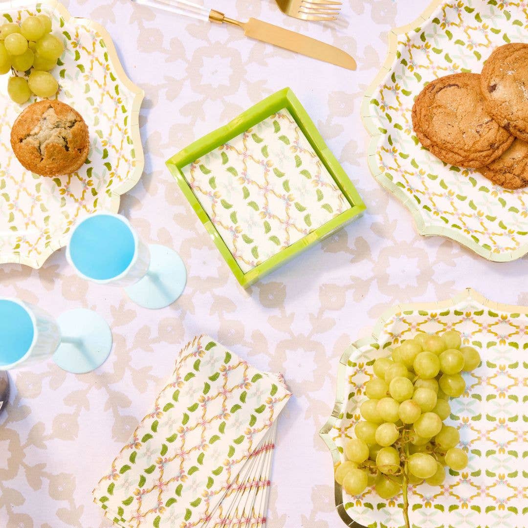 Green Palm Acrylic Scalloped Cocktail Napkin Holders