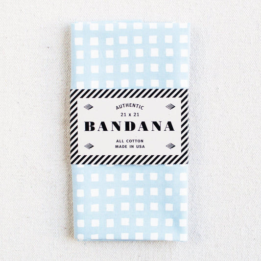 Light Blue Windowpane Bandana