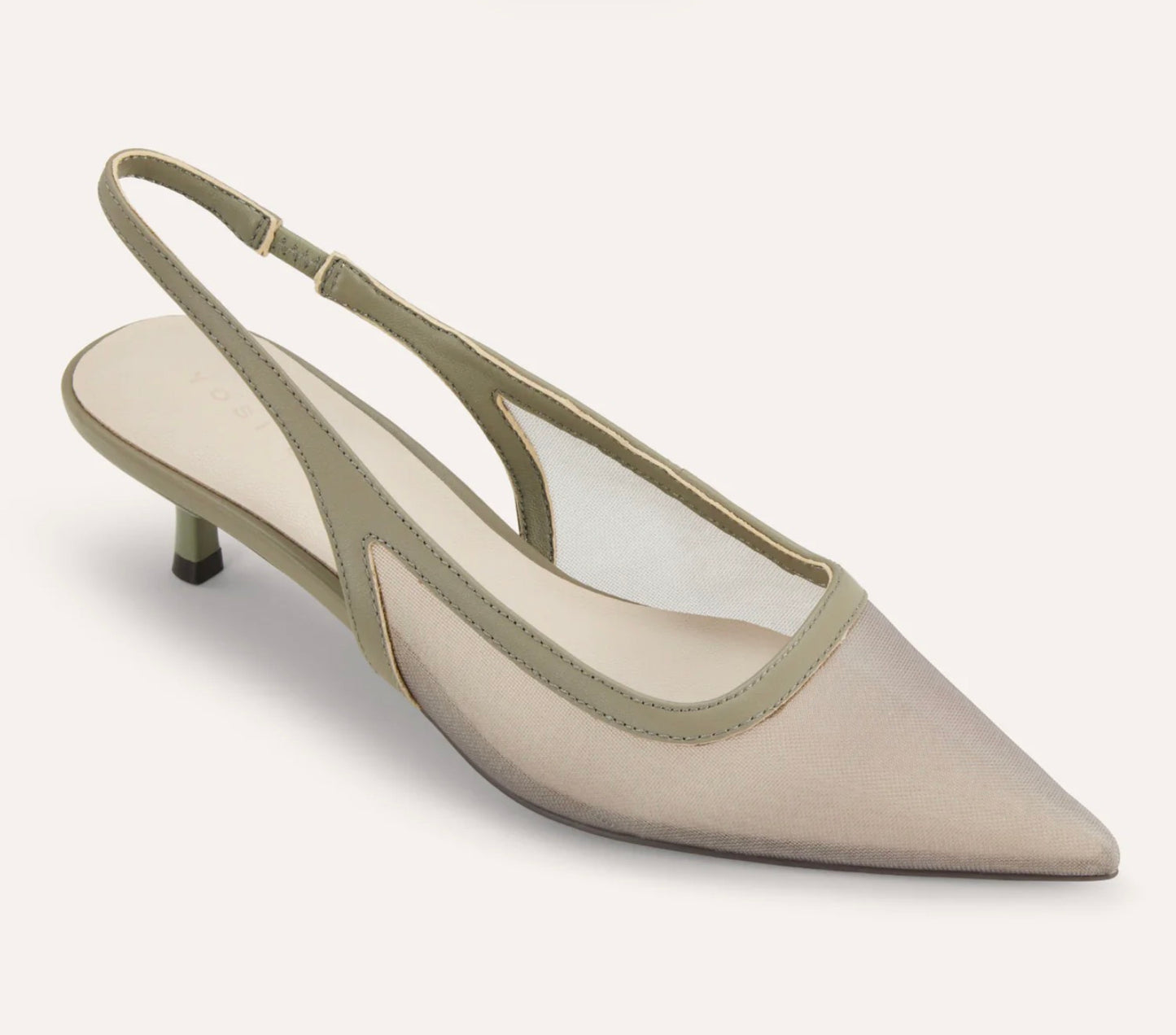 Delilah Kitten Heel in Taupe Mesh