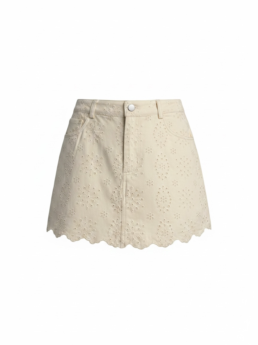 Cream Eyelet Skirt
