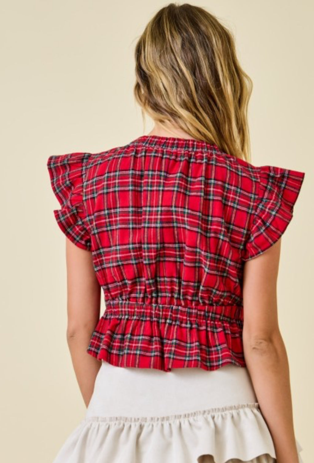 Plaid Ruffle Babydoll Top