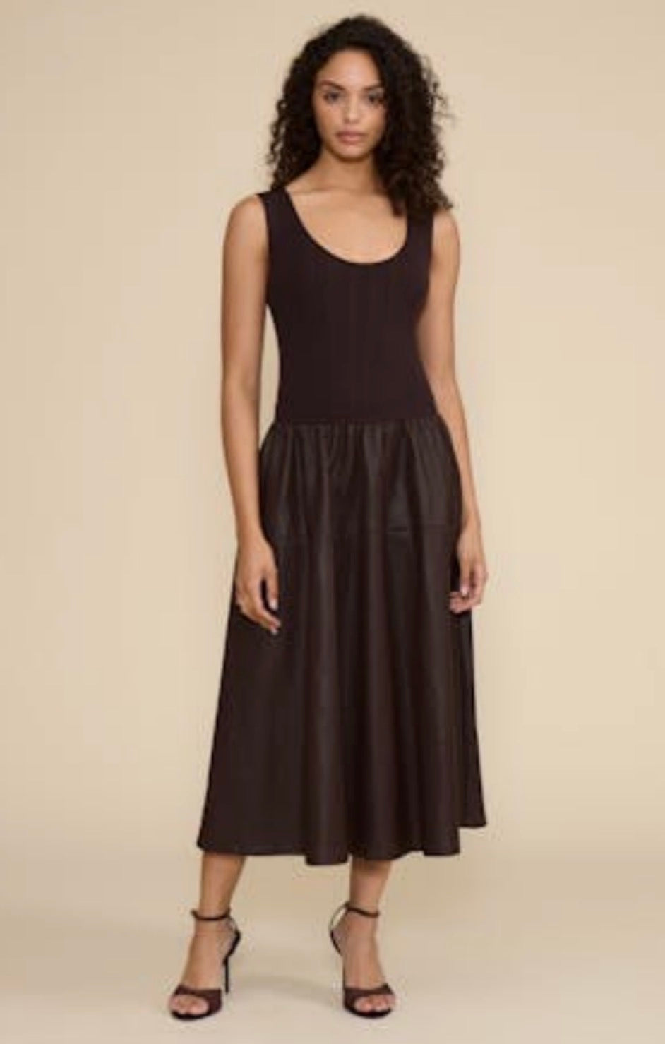 Chocolate Leather Skirt Tank Dress