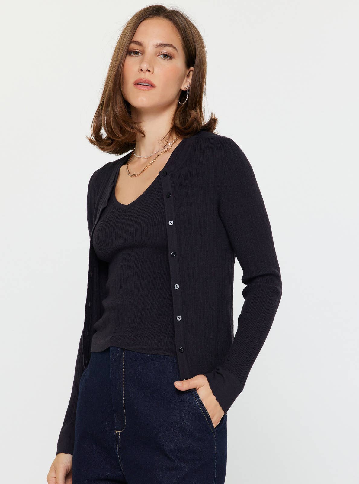 Ribbed Tank And Cardigan Set