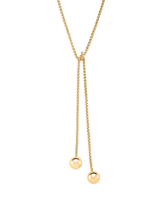 Audrey Lariat Rope Tassel Ball Chain Wrap Steel Necklace