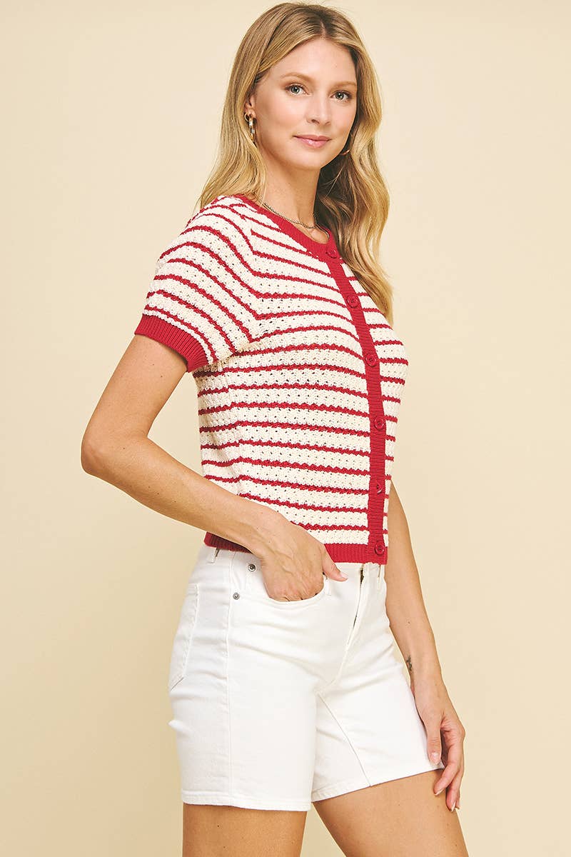 Stripe Button Down Sweater
