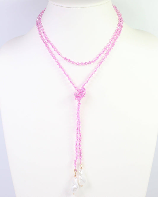 Niagara Falls Baroque Pearl Beaded Necklace Pink