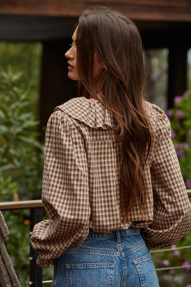 Gingham Ruffled Blouse