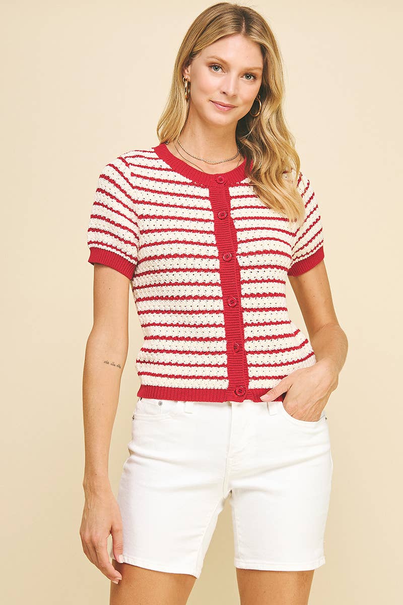 Stripe Button Down Sweater