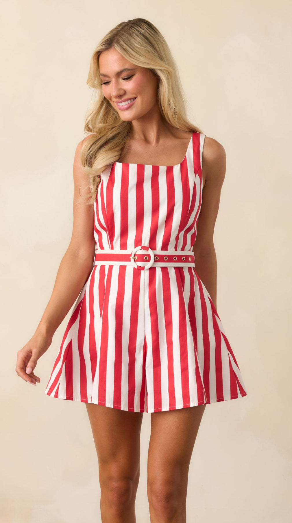 Alessandra Romper in Cherry Stripe