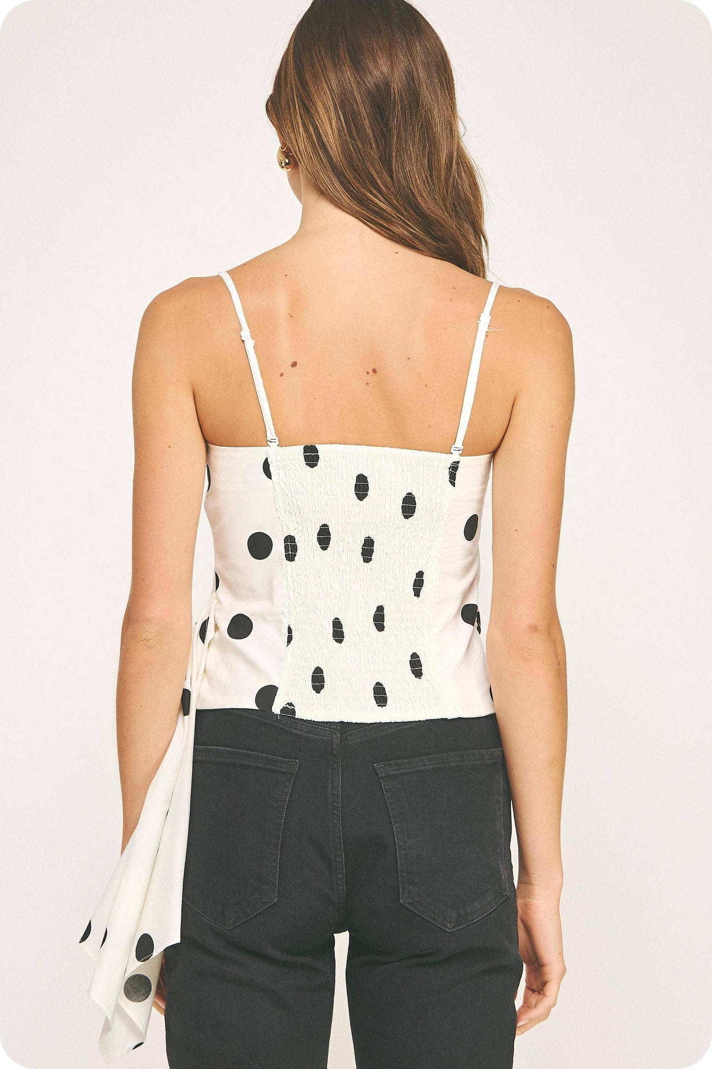 Draped Pleat Detail Polka Corset Tube Top