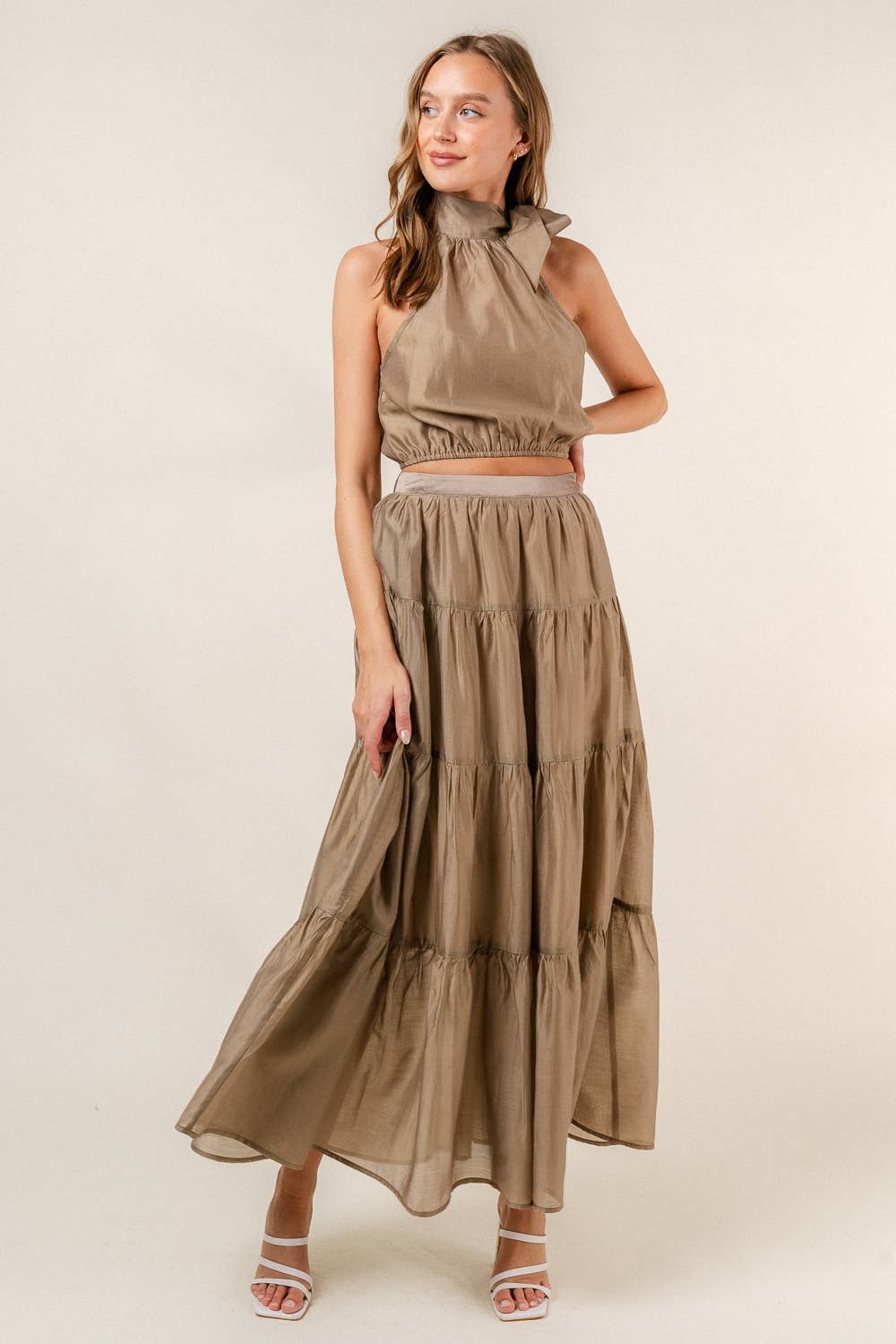 Side Tie Halter Crop