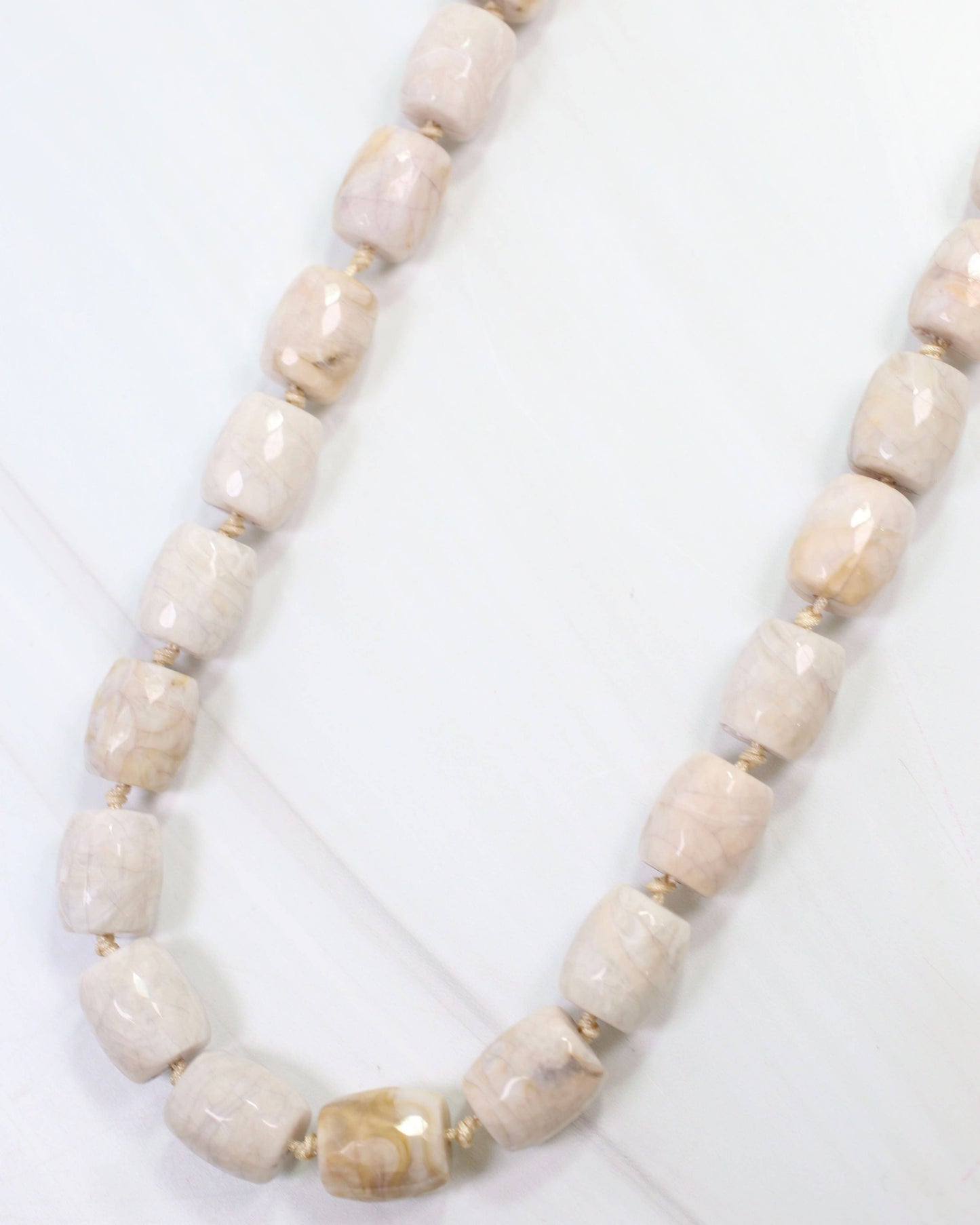 Charlestown Textured Beaded Necklace Natural