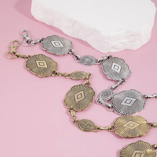 Engraved Concho Medallion Chain Belt