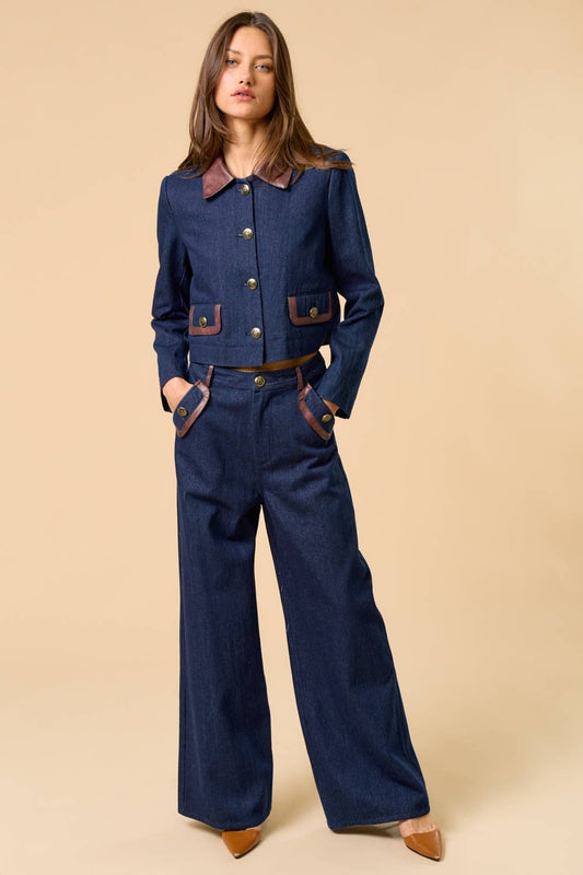 Denim Jacket with Trim Detail