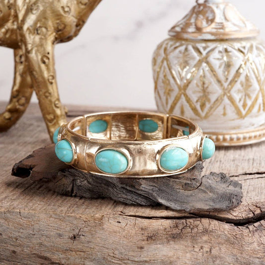 Sunlit Wide Bangle with Oval Cabochons