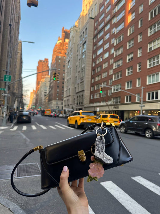 Hand-painted Cowboy Boot Bag Charm + Keychain | Eco-Friendly