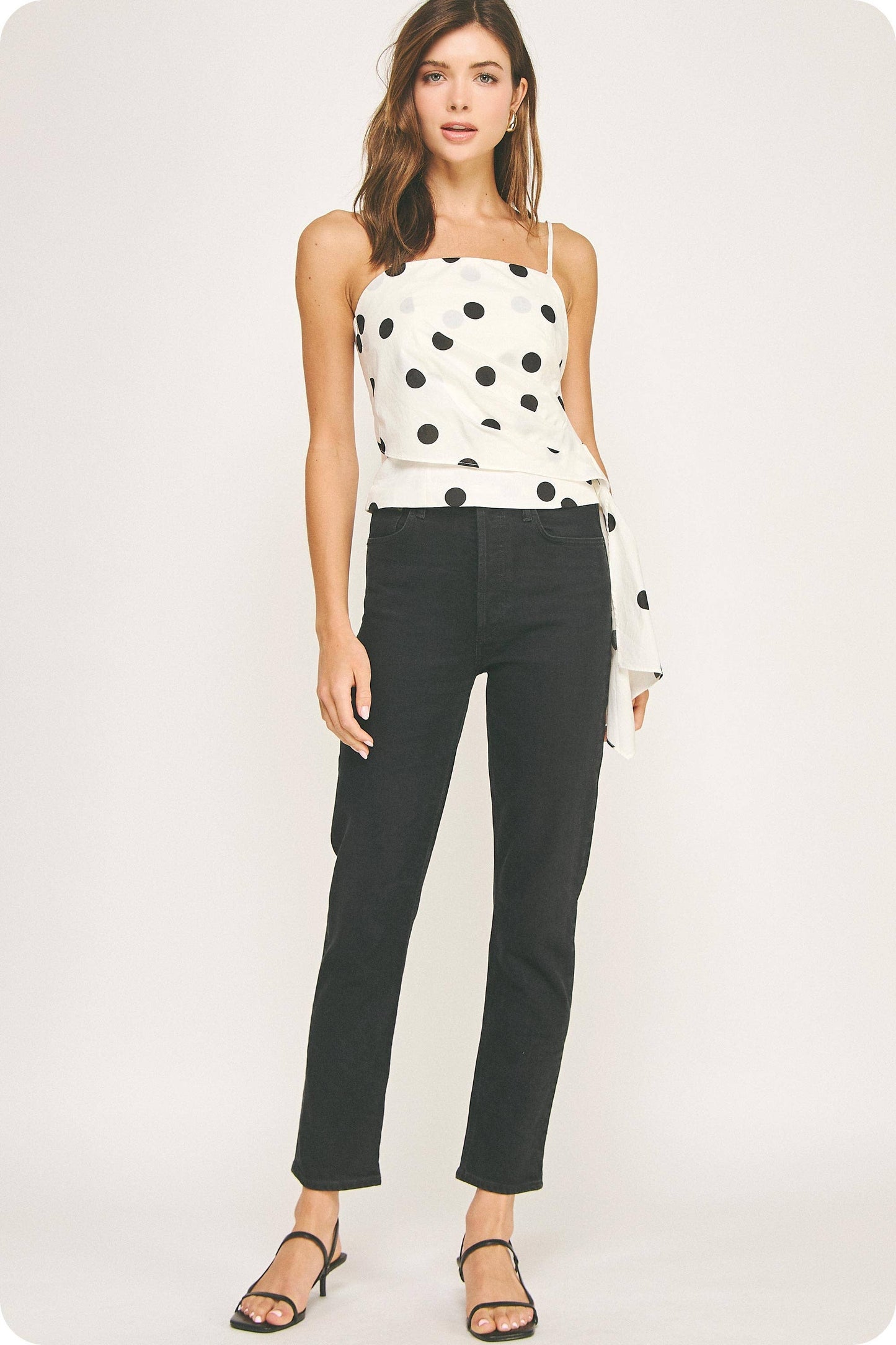 Draped Pleat Detail Polka Corset Tube Top