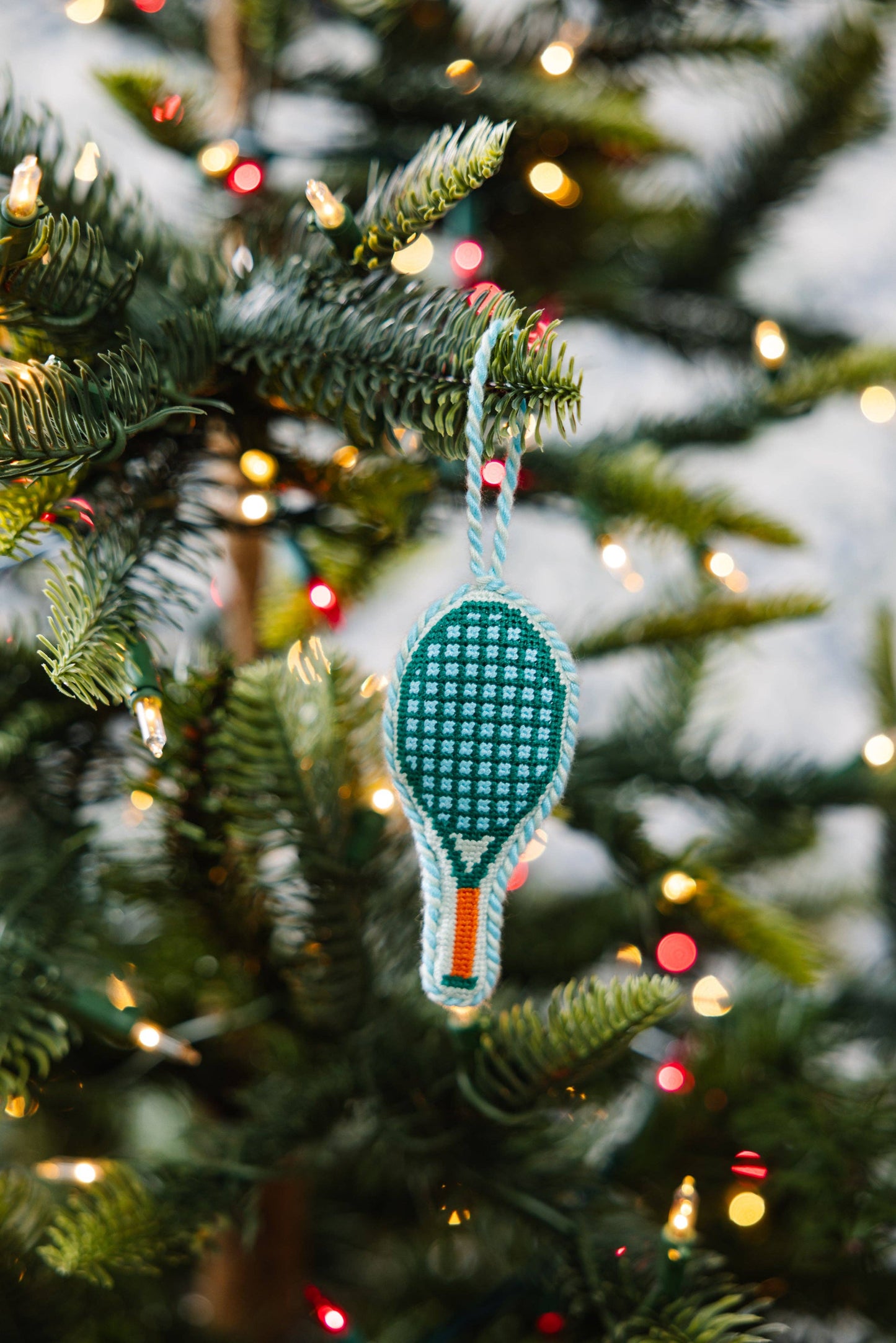 Needlepoint Icon Ornament - Tennis Racket