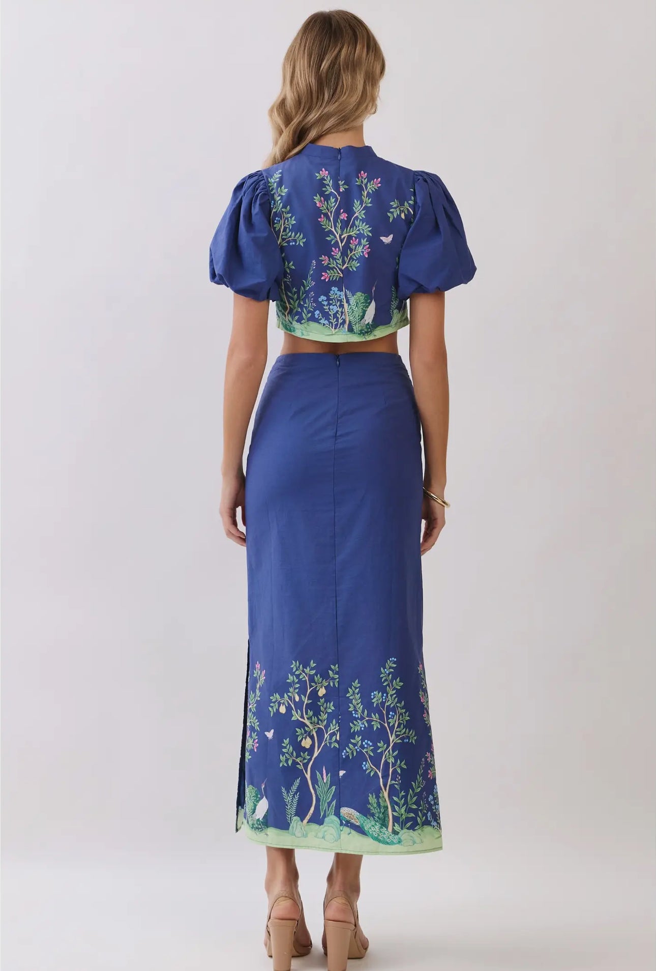 Botanical Border Print Maxi Skirt