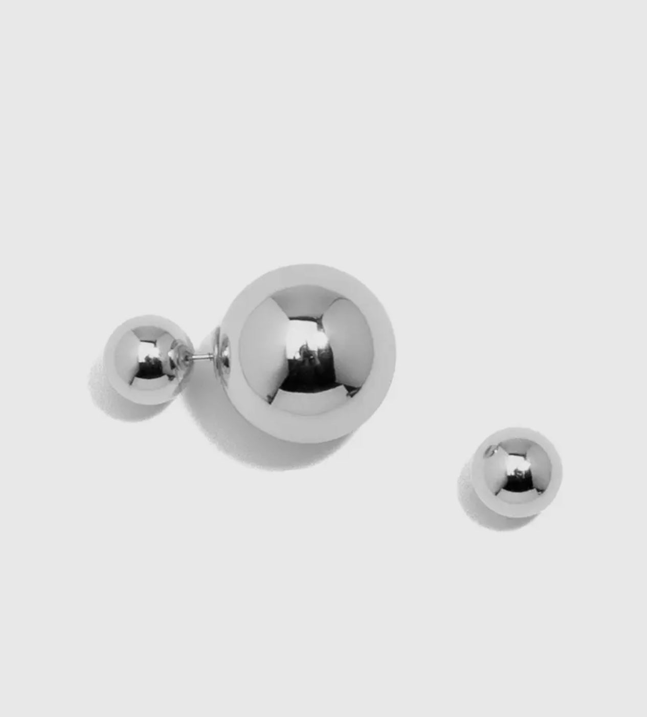 Double Silver Ball Earrings