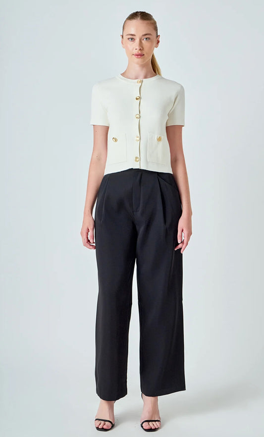 Cream Short Sleeve Cardigan