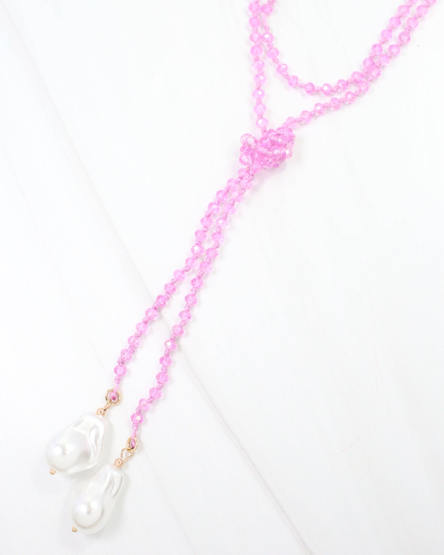 Niagara Falls Baroque Pearl Beaded Necklace Pink