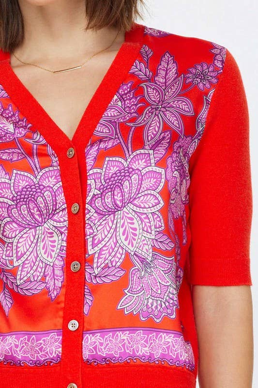 Paisley Floral V-neck Cardigan