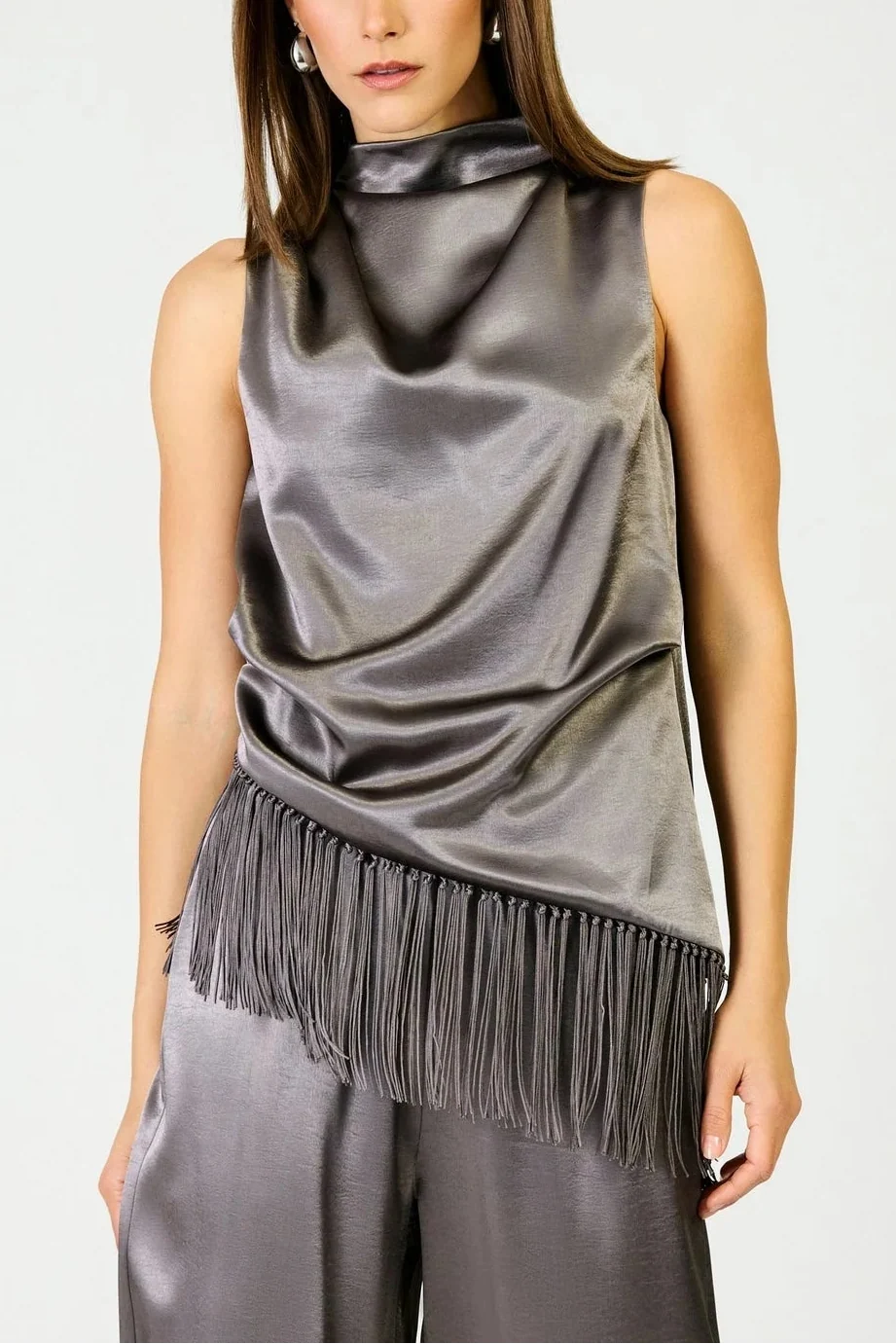 Gunmetal Anya Fringe Top