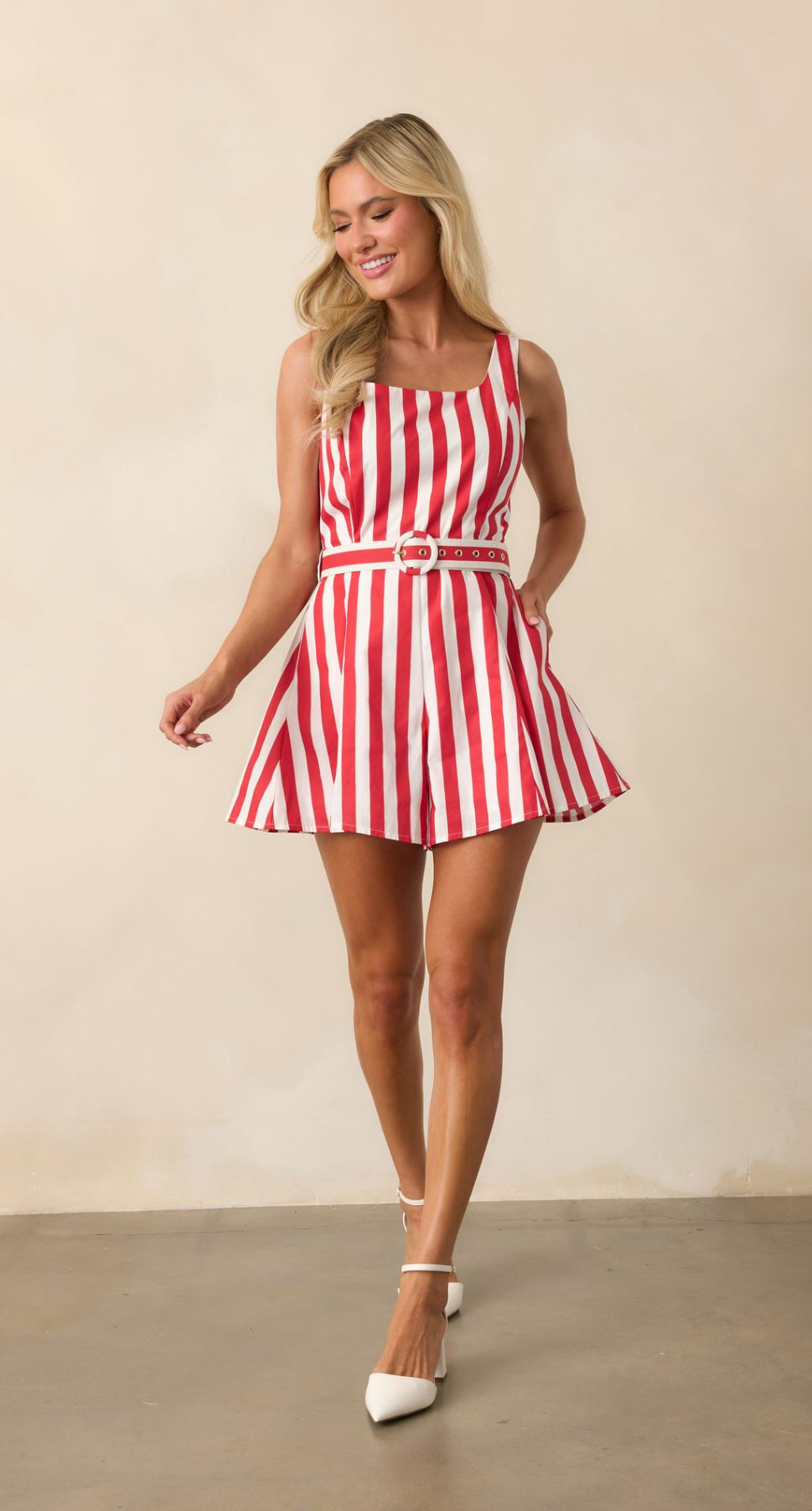 Alessandra Romper in Cherry Stripe
