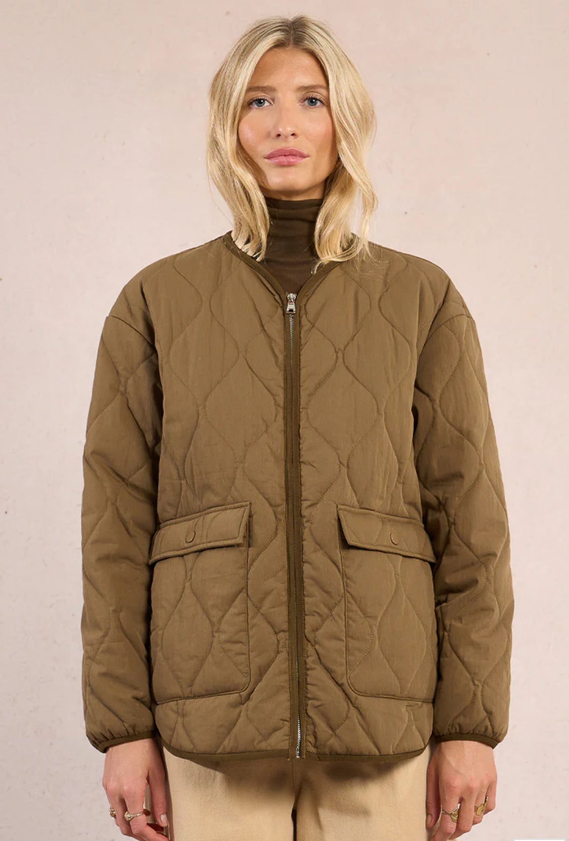 Dark Khaki Quilted Jacket