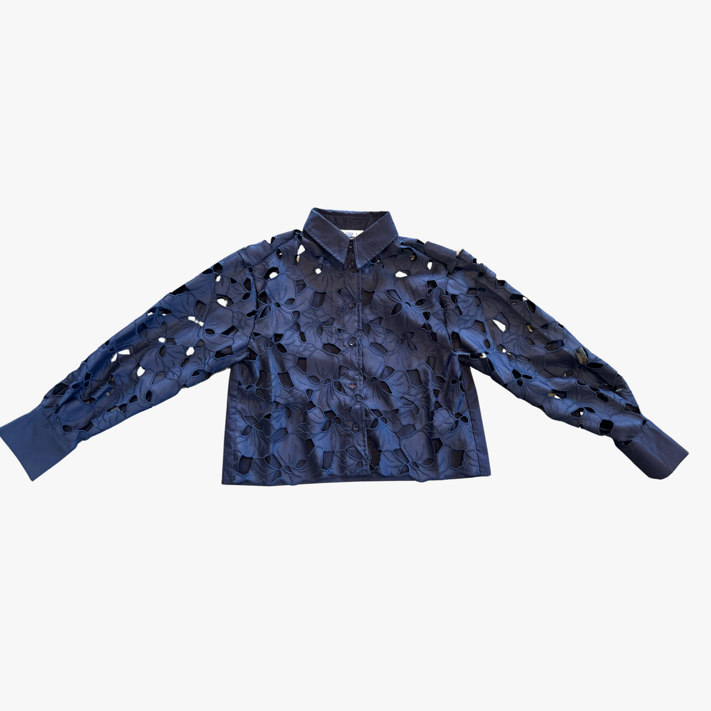 Navy Eyelet Long Sleeve