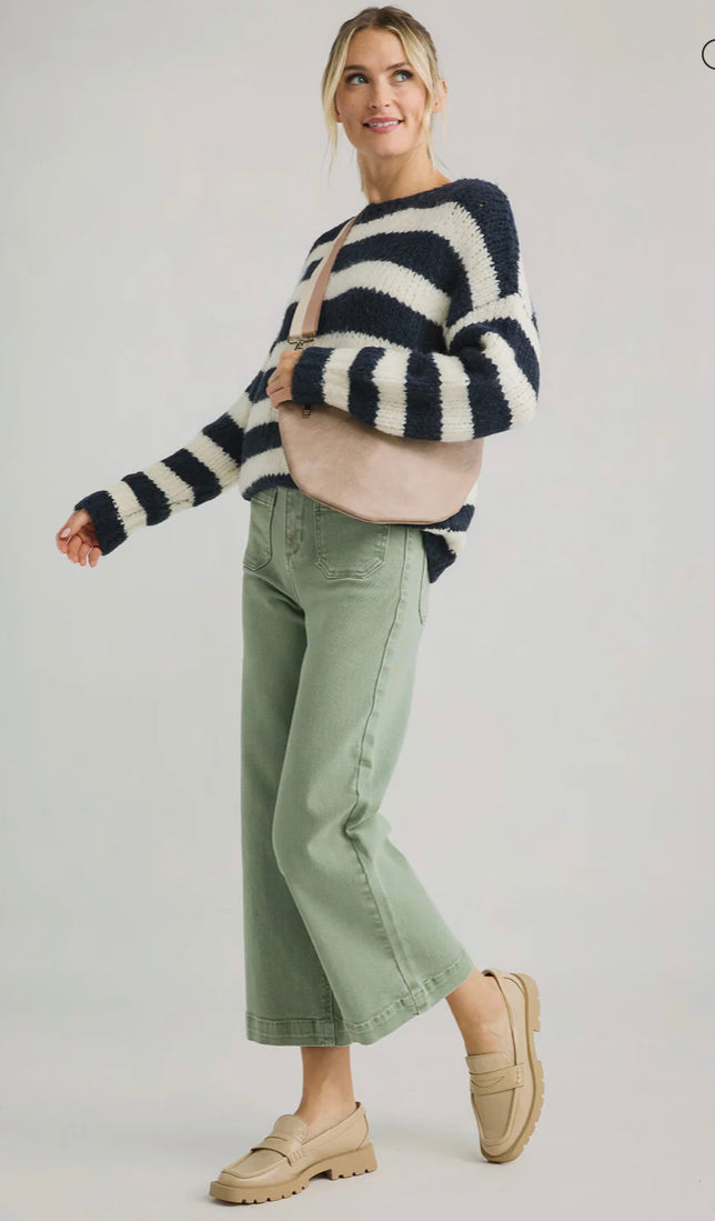 Navy & White Striped Sweater